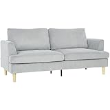 HOMCOM 3-Sitzer-Sofa, Couch mit Armlehnen, Gepolstert Polstersofa mit Kord-Optik, Federkern Loungesofa für Wohnzimmer, Schlafzimmer, 188 x 80 x 86 cm, Hellgrau