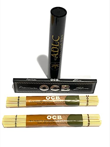 Ocb Bamboo Hand Rolling Mat For Rolling Papers, Bundle With Ocb Premium King Size Paper And Adlc Xl Doobtube. Brown #TOP11