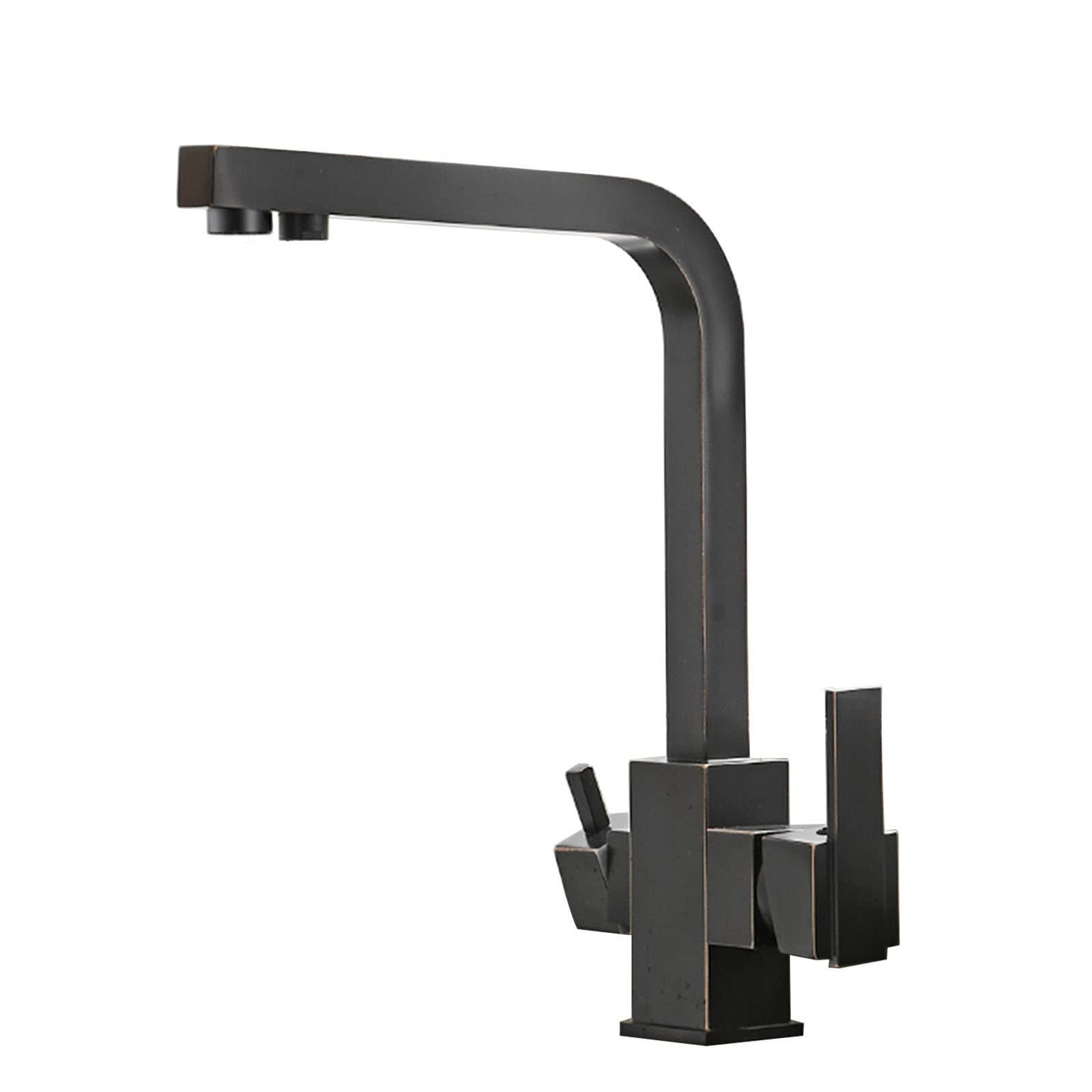 Robinet de cuisine 3 voies noir rétro mitigeur évier 3 en 1 eau filtrée potable