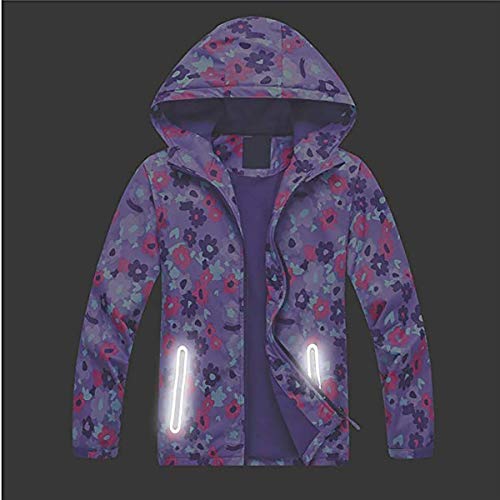 Mgeoy Girls Rain Jacket Lightweight Waterproof Hooded Rain Coats Windbreakers For Kids Purple 7/8 #TOP3