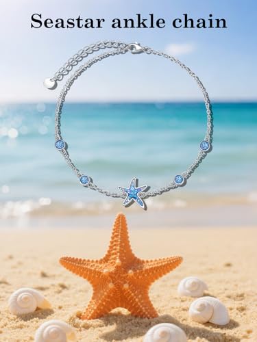 Image of WINNICACA 925 Sterling Silver Anklets for Women Adjustable Beaded Butterfly Opal Anklet Bracelet Foot Chains Jewelry Gifts for Women Beach Birthday Christmas Gift