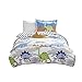 Mi Zone Kids Little Foot Bedding Sets Boys Quilt Set, Dinosaur Kids Quilt For Boys – Cotton Filling Ultra Soft Microfiber Quilt Sets Coverlet, Full/ Queen, Blue 3 Piece