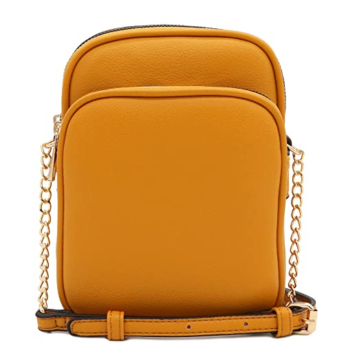 Image of FashionPuzzle Multi Pocket PU Leather Casual Crossbody Bag with Adjustable Strap (Mustard)