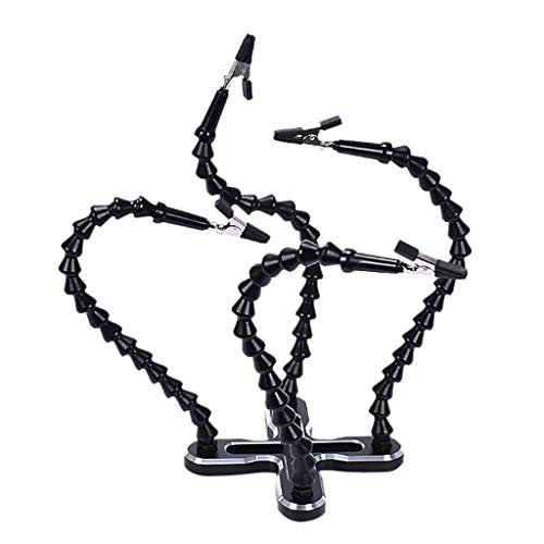 Lötstation Dritte Hand löthilfe, Lötstation Werkzeug mit 4 Arme Helfende Händ Drehbare Clips Metallbasis zum Löten von Drohnen, RC-Modelle