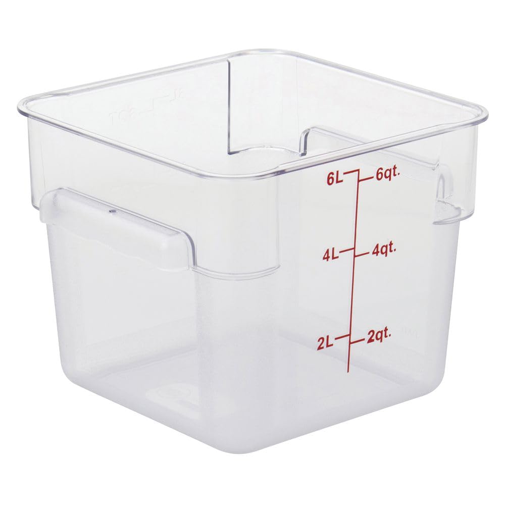 Clear Square Food Storage Container - 7 13/100" L x 7 13/100" W x 7 29/100" H by HUBERT – Polycarbonate (PC), Clear, Model 0105003-PC