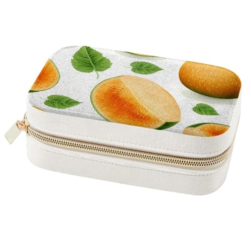 Boîte à bijoux portable motif feuilles cantaloup au design compact unique - 2