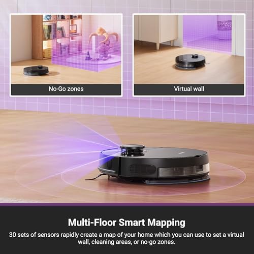 Image of Eureka NER710 2-in-1 Robot Vacuum & Mop with 8000Pa suction, 5th-Gen LDS laser navigation, multi-floor mapping, 180-min runtime, 3-in-1 cleaning for pet hair, carpets & hard floors, App /Alexa support.