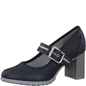s.Oliver Damen Pumps mit Riemen mit Blockabsatz mit Strukturmuster