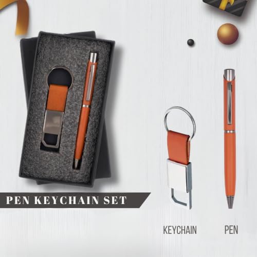 Image of Personalized 2-in-1 Gift Set Pen and Keychain | For Corporate, Brother, Sister Office Gifting (Tan)