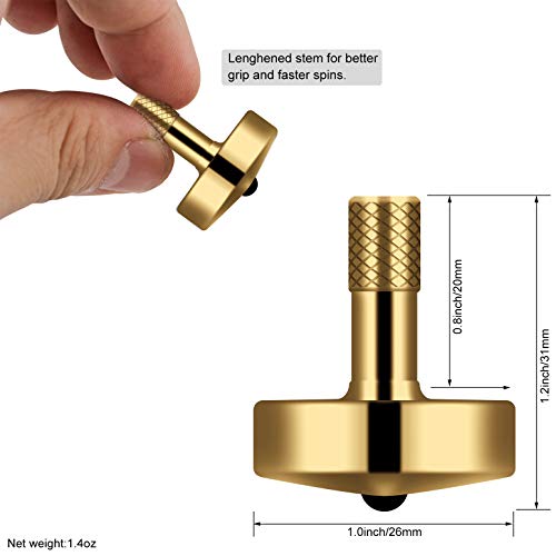 Image of DjuiinoStar Premium Brass Spinning Top: 5-11 Minutes, Lengthened Stem, Easy to Twirl, CNC Machined, Great Time Killer, EDC Fidget Toy DST-805