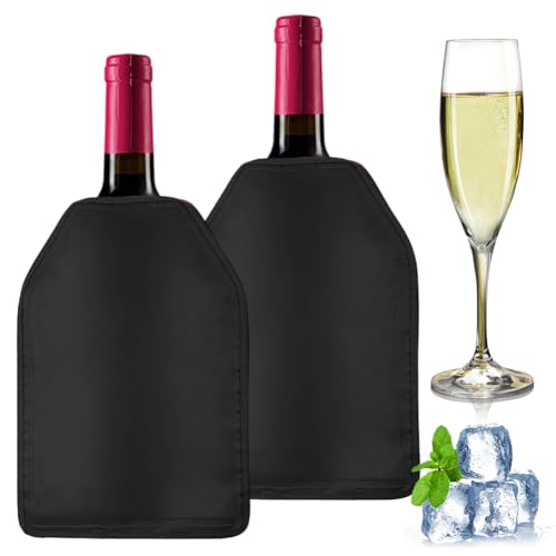 2er Set WeinküHler Manschette Wasserabweisende Nylon - Weinkühlerhülle FüR Wein Wiederverwendbarer FlaschenküHler für Sekt & Champagner, Weinflaschenkühler KüHlmanschette für Flaschen in Standardgröße