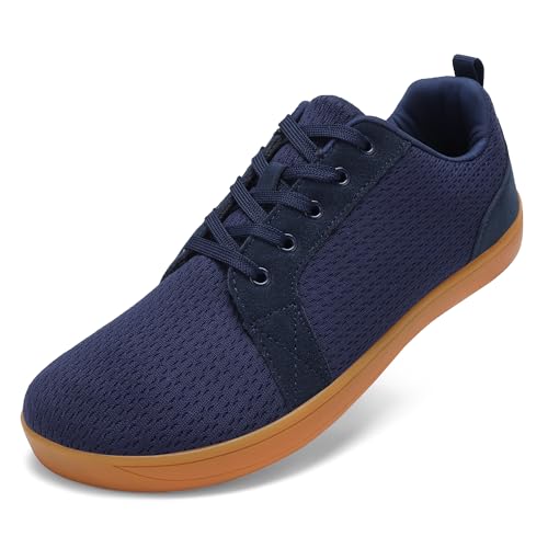 BXYJDJ Men's Barefoot Wide Toe Box Walking Shoes Extra Wide Width Minimalist Shoes Breathable Zero Drop Comfortable Shoes Non-Slip Fashion Sneakers Blue Size 7