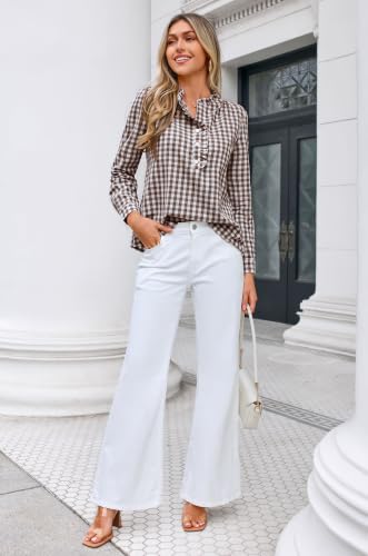 Halife Plaid Blouses for Women Dressy Casual Puff Sleeve Tops Fall Outfits - image 5