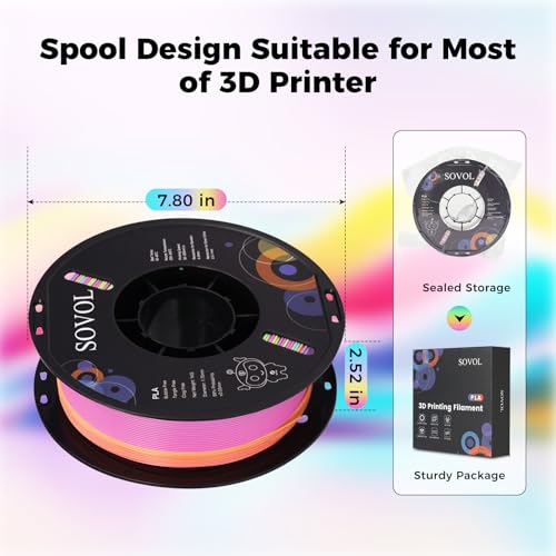 Image of Sovol 3D Printer Matte Multicolored Fast Change Gradient Rainbow PLA 1kg (2.2 lbs) Spool 3D Printing Materials, Dimensional Accuracy + /- 0.03 mm, 1.75 mm, Matte Starlight