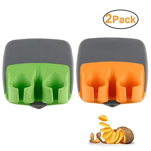 2 Pcs Hand Vegetable Peeler Palm Peeler Rubber Finger Grips Comfortable to Peel