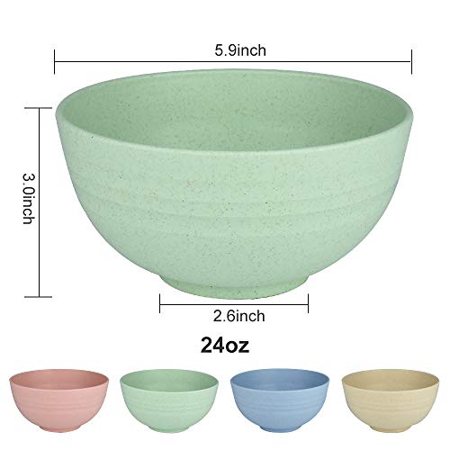Cereal Bowls Unbreakable, Set of 4 Large Soup Bowls for Adults & Kids Safe for Dishwasher & Microwave, Eco-Friendly Reusable - Image 4