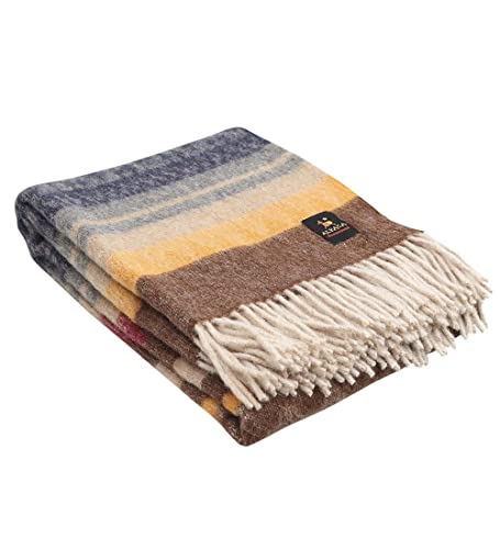 Alpaca Wool Blanket Throw Cherokee Design For Bed Couch Sofa Soft Warm Peruvian Alpaca Wool Blankets 72" X 60" (Brown/Gold/Beige/Gray/Blue/Red) #TOP28