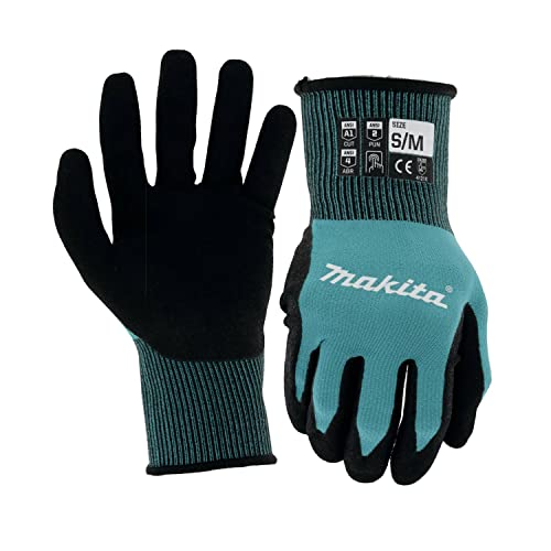 Guantes Makita T-04117 recubiertos de nitrilo con ajuste FitKnit talla S/M