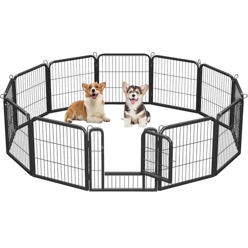 Recinto per Cani,Recinto per Cani da Interno,12 Pannelli 60x60cm,Recinto per Conigli Pieghevole in Metallo,con Porta,Recinto Regolabile,Recinzione per Animali Domestici,per Cani,Gatti e Conigli
