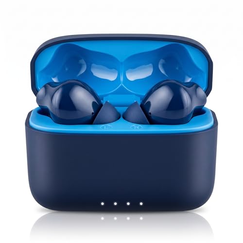 Image of Pods Black Gold Edition Bluetooth 5.3 Wireless Earbuds with ENC Noise Cancellation, 10mm Drivers, 30+ Hours Playtime, Smart Touch Control, Type-C Fast Charging, Deep Bass TWS Earphones (Blue)