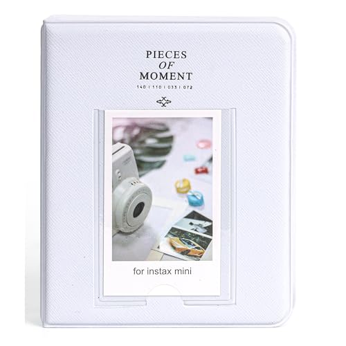 Image of ZENKO 64 Pockets Photo Album for Fujifilm Instant Mini 13 /12 /11 /9 /8 /SE /41 /99 /Evo /Liplay Instant Camera /Mini Link Printer, Polaroid Snap Touch Mint Zip Instant Camera Printer- Clay White