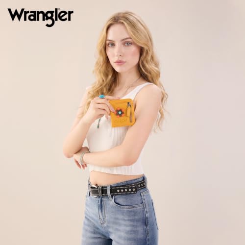 Image of Montana West X Wrangler Small Womens Wallet Rfid Blocking Wallets Bifold Credit Card Holder Wallets with Clear ID Window