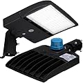 RuggedGrade NextGen IV 150W LED Parking Lot Light - 22,500 Lumens - 5000K Bright White - Slip Fit Mount - with Photocell - Black Housing - Commercial LED Shoebox Light - DLC 5.1 Premium