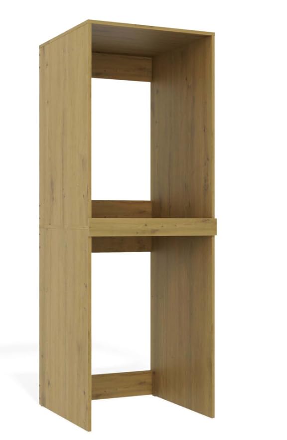 BDW Waschmaschinenschrank für Waschmaschine & Wäschetrockner Pola Twin, 180x64x64 cm, Badezimmerschrank Hoch, Badezimmer Möbel, Trockner, Eiche Artisan