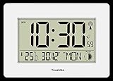 Youshiko Radio Controlled Wall Clock (Official UK Version) Large Screen LCD Silent Auto Set Up with Day Date Month h