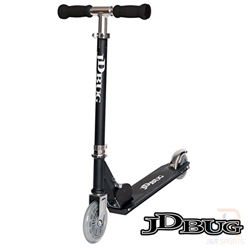 JD Bug Junior Street Folding Kids Scooter, for Boys and Girls Aged 4+, Adjustable Handlebar Height (Matt Black)