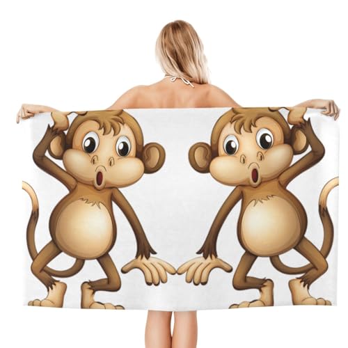 Serviette de bain microfibre absorbante imprimée singe pour douche et bain - 3