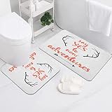 Tapis de Bain et Contour en Microfibre 100 % ,Mots calligraphiques d'aventure bois et flèche sur toile de fond pointillée Grunge saumon noi,Antidérapant Absorbants Lavable Tapis de Bain et Contour WC