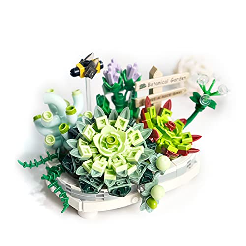 Succulentes Bouquet, Bouquet de Fleurs Botaniques Non Compatibles Lego Creator Expert Bonsaï - 389 Pièces