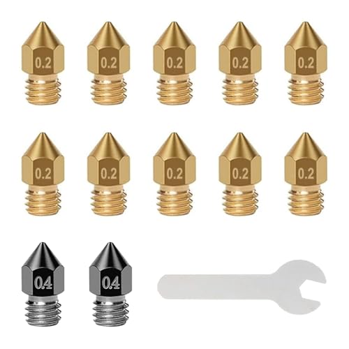 iMetrx 12PCS 3D Drucker Düsen MK8,2x 0,4mm Gehärtetem Stahl düsen +10x0,2mm Messing düsen + Schraubenschlüssel,für 3D Drucker Anycubic Mega/Creality CR-10/Ender iMetrx 12PCS 3D Drucker Düsen MK8,2x 0,4mm Gehärtetem Stahl düsen +10x0,2mm Messing düsen + Schraubenschlüssel,für 3D Drucker Anycubic Mega/Creality CR-10/Ender