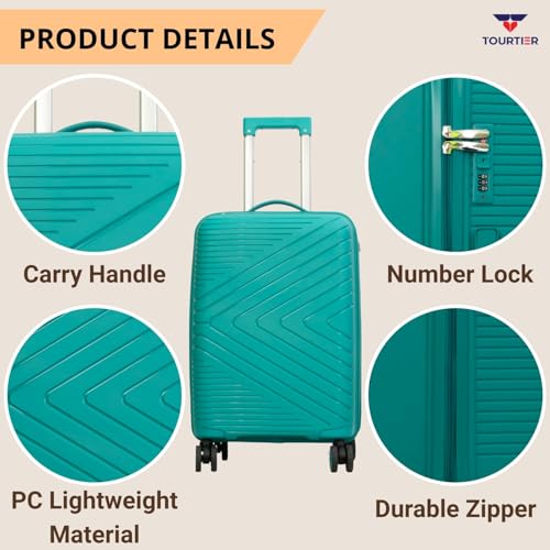 Image of Hard-Shell Luggage Trolley Bag with 360 Spinner Wheels, Large Capacity Travel Carry-On Suitcase (Style-1, Green, 20 INCH)