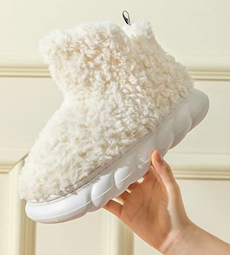 Women Men Bootie Slippers Fluffy Furry House Slipper Winter Warm Anti-Skid Plush Christmas Slippers with Faux Fur Lining3
