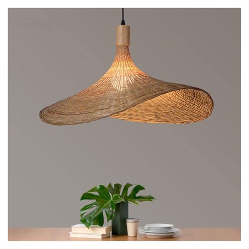 Lampe rustique salle à manger en rotin tressé à la main, luminaire d'exception de 50 cm