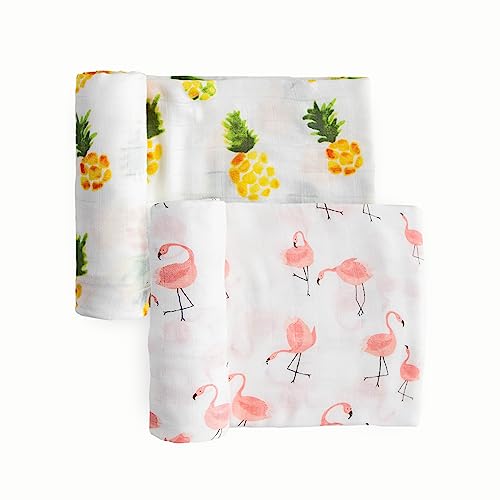 Image of Little Unicorn Cotton Muslin Swaddle Blanket Set | Set of 2 | 100% Cotton | Super Soft | Newborns and Infants | Large 47 x 47 | Machine Washable (Pink Ladies)