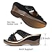 TEMOFON Womens Wedge Sandals Leather: Casual Dressy Women Black Summer Platform Wedge Sandals Slip on Low Heels Comfortable Walking Size 8
