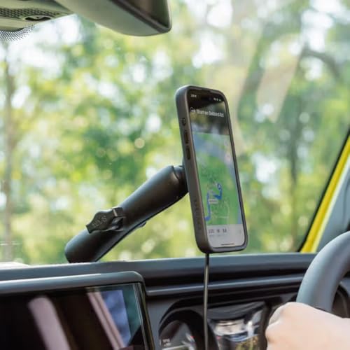 Quad Lock 1\" Ball Top Cap Phone Mount Kit with MAG Phone Case and MAG Wireless Charging Head for iPhone 16 Pro Max, Compatible with RAM 1\" Socket arms for Car, Truck or RV.