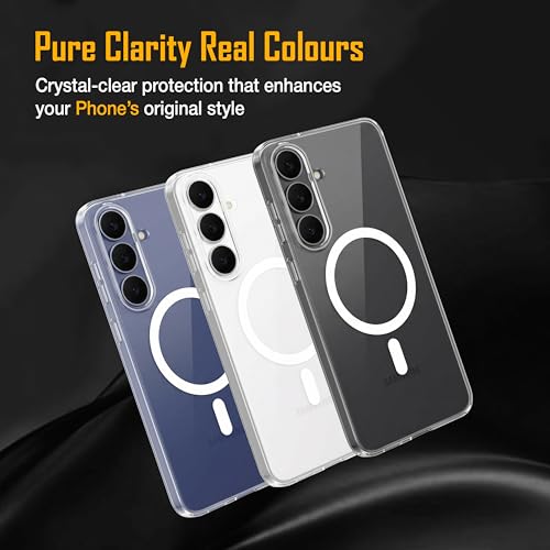 Image of Zapcase Back Case for Samsung Galaxy S25 FE 5G | Slim Lifetime Anti-Yellow Crystal-Clear Cover with Elevated Camera Protection & MagSafe Compatibility | Premium German Polycarbonate | Clear