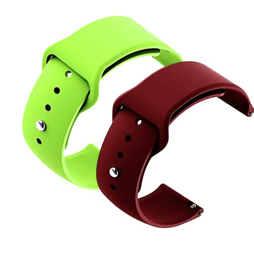 Image of YODI New Accessories Silicone 22MM Strap Belt Band for Smart Watch (Set of 2 Color) Combo Pack (Smart Watch NOT Included) (Parrot Green-WINRED)