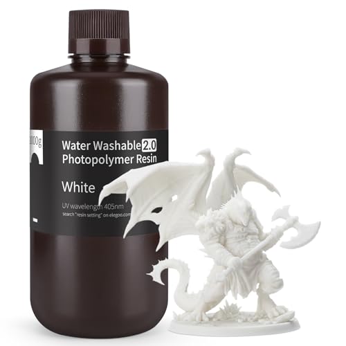 Image of ELEGOO Upgraded Water Washable Resin 2.0, White 1000G
