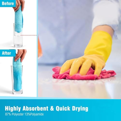 Image of Ultra Soft Microfiber Cleaning Cloths for All Surfaces Pack of 1 (12pcs Each Pack) Eco-Friendly Reusable Dust Cloths, Multi-Color Super Absorbent Bamboo Fiber Rags for Multi use
