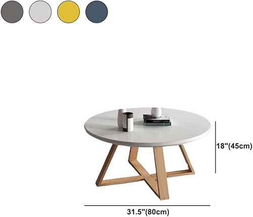 Miniatura 6 de CODOMI - Mesa auxiliar de café estilo nórdico, mesa auxiliar redonda de madera maciza, moderna y contemporánea, mesa auxiliar con pedestal, mesa