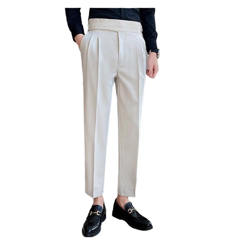 Men's Suit Trousers Business Straight British Casual High-Waisted Suit Pants