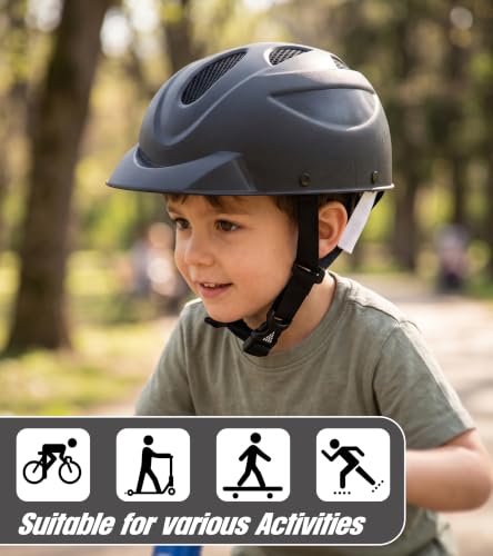 Image of OXYGEN Kids Bicycle Helmet for Age 3-8 Years | Lightweight Safety Helmet with Adjustable Strap & Air Vents | Size 24x17x10 cm | Ideal for Cycling, Skating, Scooter - Boys & Girls (Black)