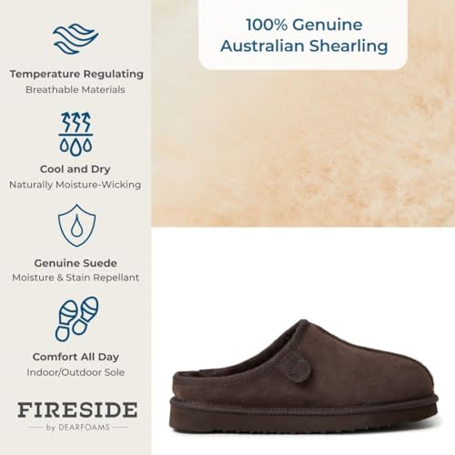 Fireside by Dearfoams Men's Grafton Shearling Indoor/Outdoor Clog Slipper2