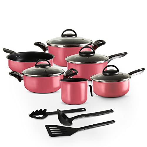 Conjunto de Panelas Antiaderente Teflon 9 Peças Rosa Trofa