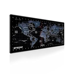 STRIFF World Map Extended Size (800 mm x 300 mm x 2 mm) Gaming Mouse Pad| Desk Mat | Stitched Edges| Non-Slip Rubber Base|Computer Laptop|Keyboard Mouse Pad for Office & Home (World Map)